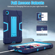 For Lenovo Tab M8 4th Gen Contrast Color Silicone Hybrid PC Tablet Case with Holder(Navy Blue)
