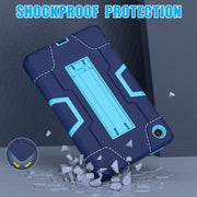 For Lenovo Tab M8 4th Gen Contrast Color Silicone Hybrid PC Tablet Case with Holder(Navy Blue)