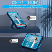 For Lenovo Tab M8 4th Gen Contrast Color Silicone Hybrid PC Tablet Case with Holder(Navy Blue)