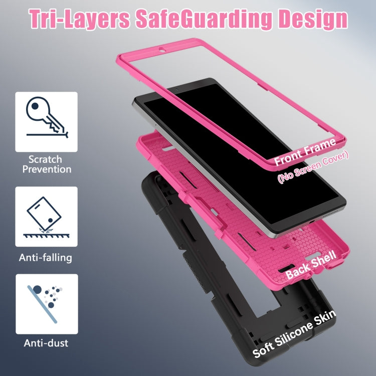 For Lenovo Tab M8 4th Gen Contrast Color Silicone Hybrid PC Tablet Case with Holder(Black Rose Red)