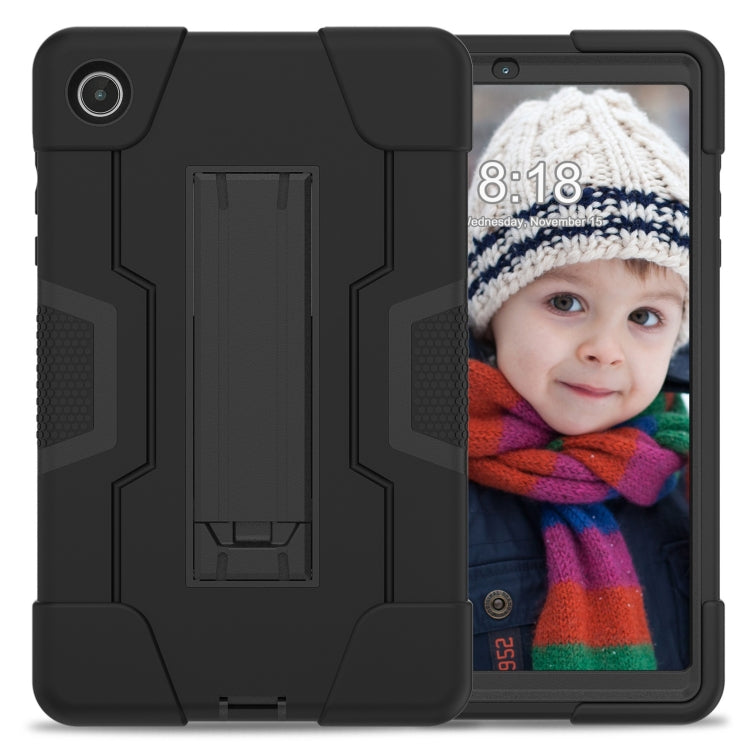 For Lenovo Tab M8 4th Gen Contrast Color Silicone Hybrid PC Tablet Case with Holder(Black)