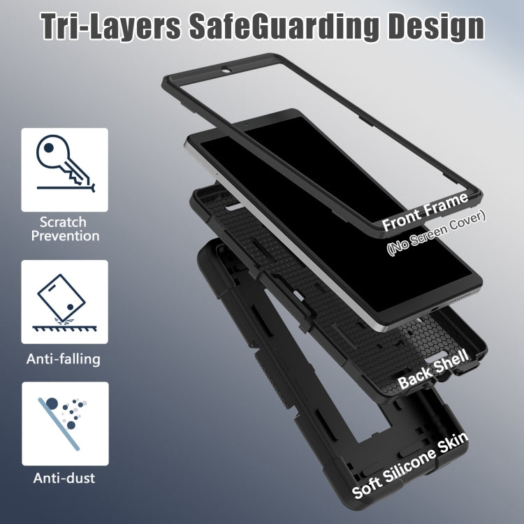 For Lenovo Tab M8 4th Gen Contrast Color Silicone Hybrid PC Tablet Case with Holder(Black)