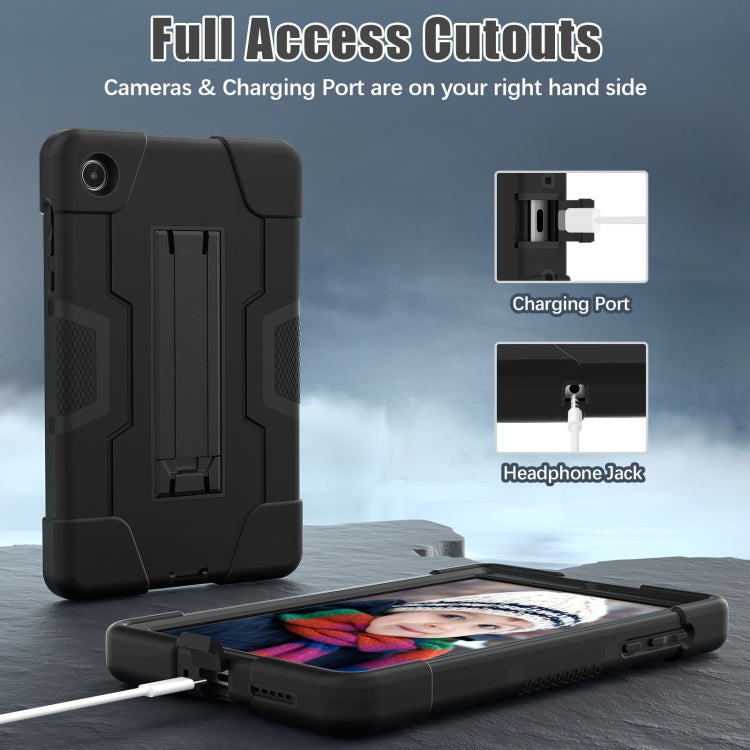 For Lenovo Tab M8 4th Gen Contrast Color Silicone Hybrid PC Tablet Case with Holder(Black)