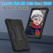 For Lenovo Tab M8 4th Gen Contrast Color Silicone Hybrid PC Tablet Case with Holder(Black)