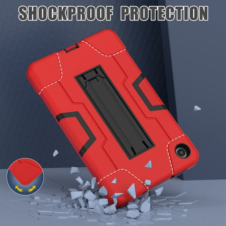 For Lenovo Tab M8 4th Gen Contrast Color Silicone Hybrid PC Tablet Case with Holder(Red Black)