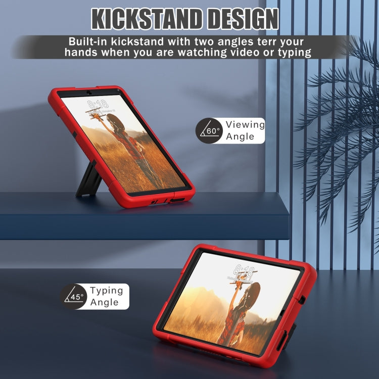 For Lenovo Tab M8 4th Gen Contrast Color Silicone Hybrid PC Tablet Case with Holder(Red Black)