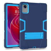 For Lenovo Tab M11/ Xiaoxin Pad 11 2024 Contrast Color Silicone Hybrid PC Tablet Case with Holder(Navy Blue)