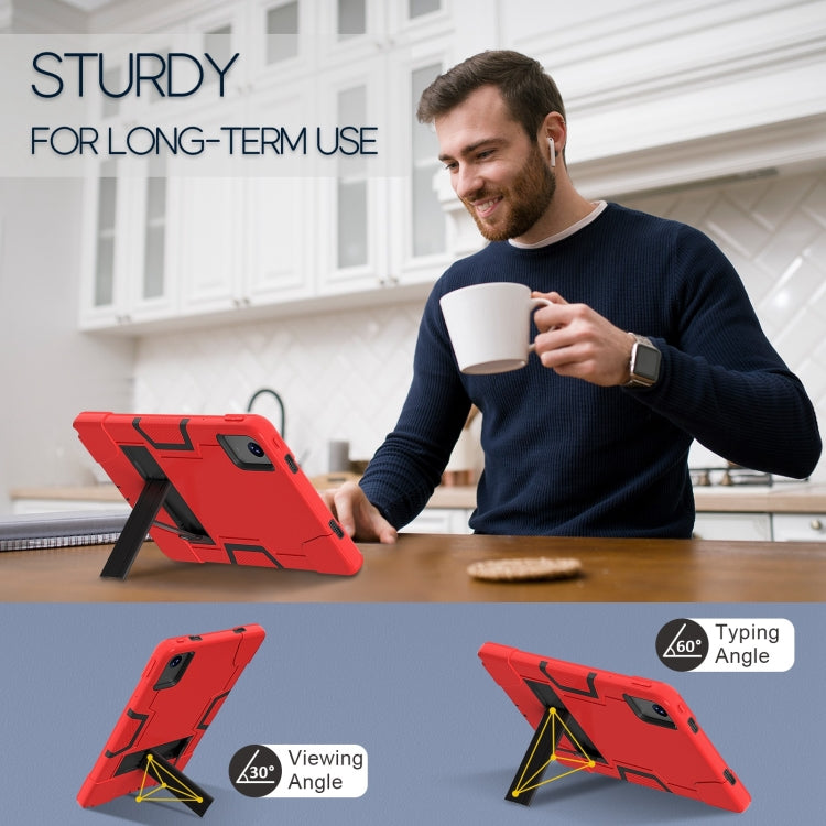 For Lenovo Tab M11/ Xiaoxin Pad 11 2024 Contrast Color Silicone Hybrid PC Tablet Case with Holder(Red Black)