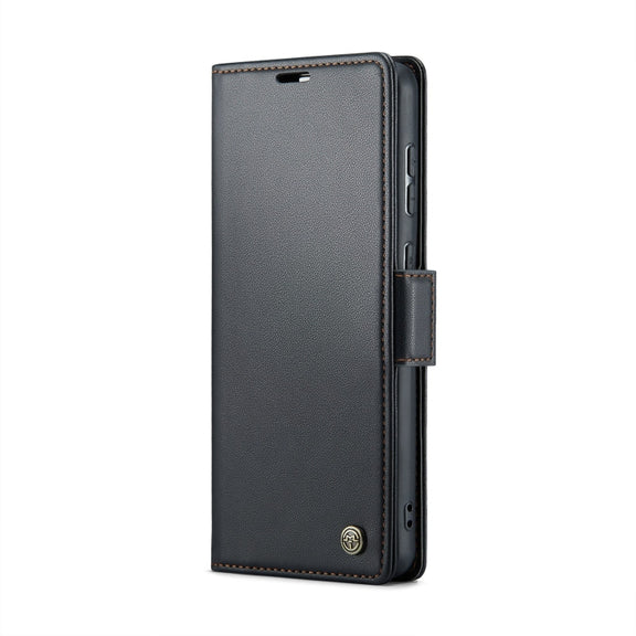 For Samsung Galaxy A70/A70s CaseMe 023 Butterfly Buckle Litchi Texture RFID Anti-theft Leather Phone Case(Black)