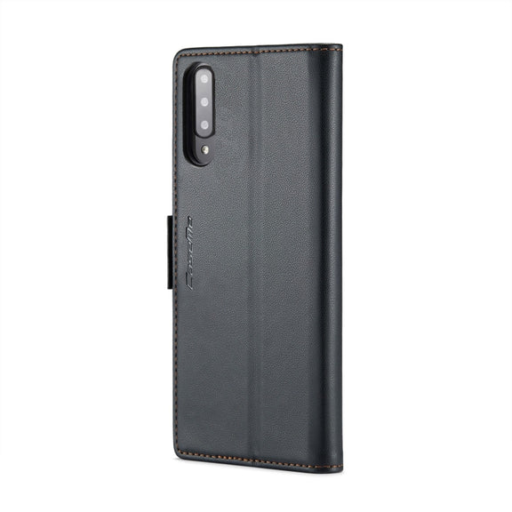 For Samsung Galaxy A70/A70s CaseMe 023 Butterfly Buckle Litchi Texture RFID Anti-theft Leather Phone Case(Black)