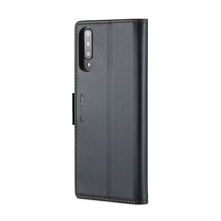 For Samsung Galaxy A70/A70s CaseMe 023 Butterfly Buckle Litchi Texture RFID Anti-theft Leather Phone Case(Black)