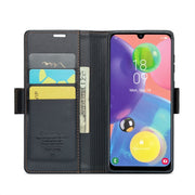 For Samsung Galaxy A70/A70s CaseMe 023 Butterfly Buckle Litchi Texture RFID Anti-theft Leather Phone Case(Black)