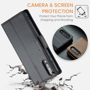 For Samsung Galaxy A70/A70s CaseMe 023 Butterfly Buckle Litchi Texture RFID Anti-theft Leather Phone Case(Black)