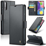 For Samsung Galaxy A70/A70s CaseMe 023 Butterfly Buckle Litchi Texture RFID Anti-theft Leather Phone Case(Black)