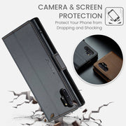 For Samsung Galaxy Note10+ CaseMe 023 Butterfly Buckle Litchi Texture RFID Anti-theft Leather Phone Case(Black)