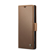 For Samsung Galaxy Note10+ CaseMe 023 Butterfly Buckle Litchi Texture RFID Anti-theft Leather Phone Case(Brown)