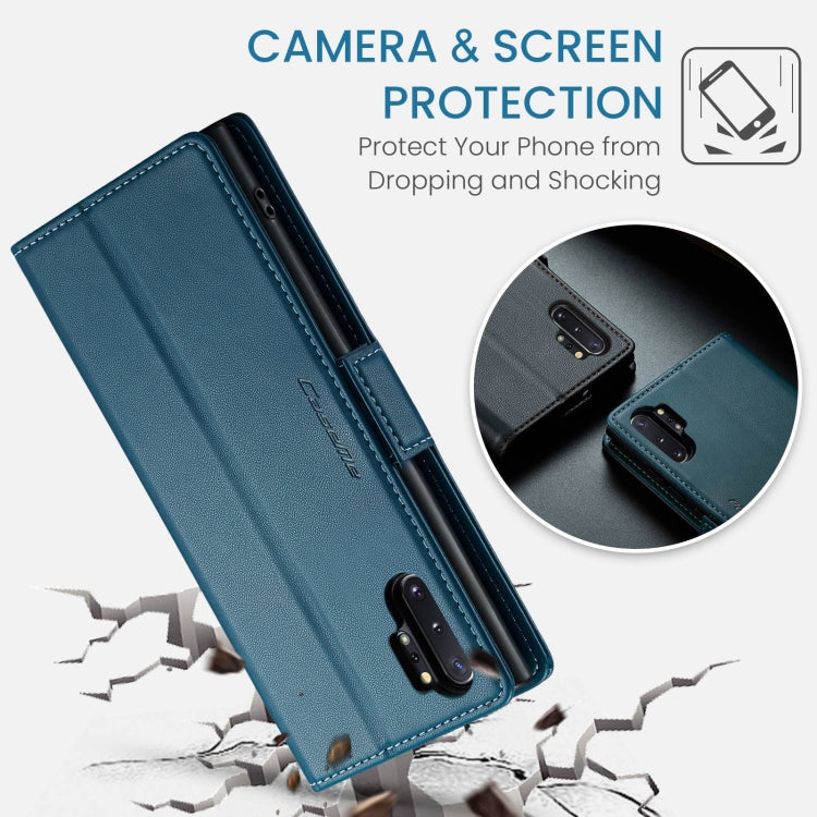 For Samsung Galaxy Note10+ CaseMe 023 Butterfly Buckle Litchi Texture RFID Anti-theft Leather Phone Case(Blue)