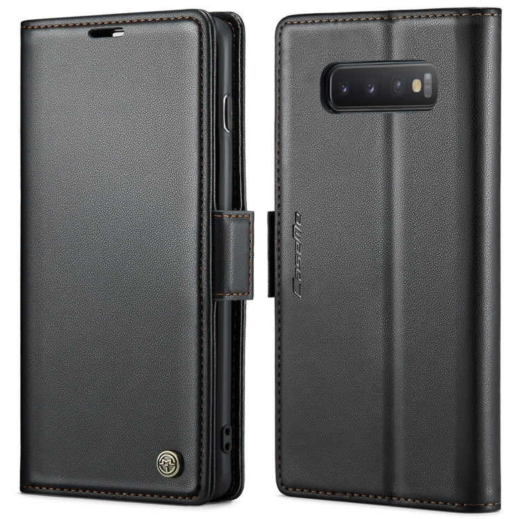 For Samsung Galaxy S10+ CaseMe 023 Butterfly Buckle Litchi Texture RFID Anti-theft Leather Phone Case(Black)