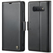 For Samsung Galaxy S10+ CaseMe 023 Butterfly Buckle Litchi Texture RFID Anti-theft Leather Phone Case(Black)
