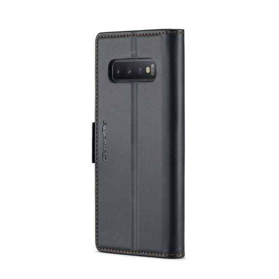 For Samsung Galaxy S10+ CaseMe 023 Butterfly Buckle Litchi Texture RFID Anti-theft Leather Phone Case(Black)