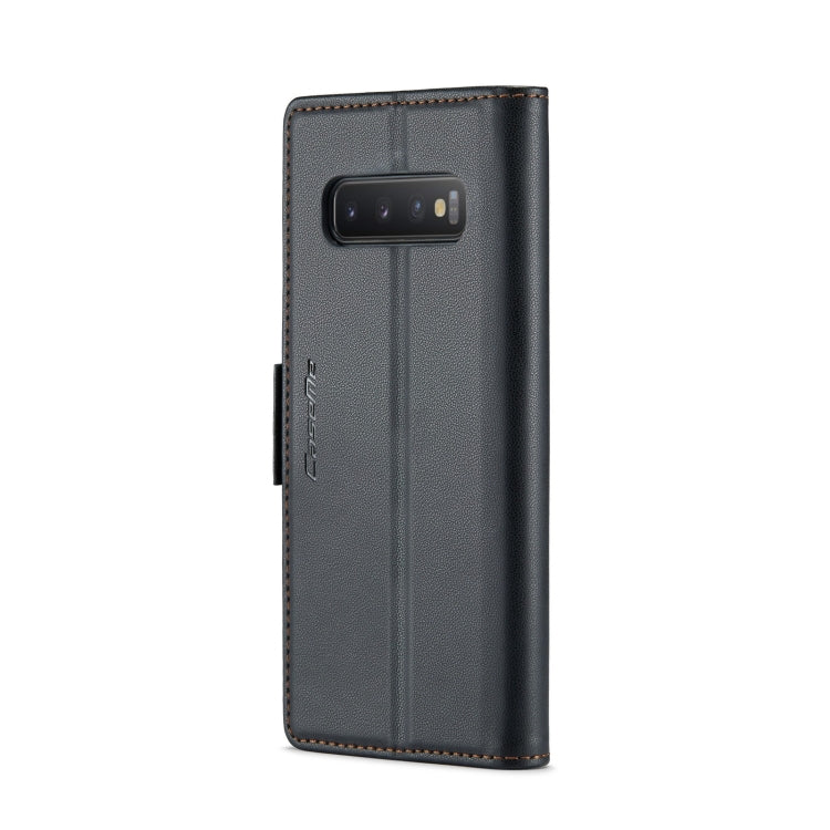 For Samsung Galaxy S10+ CaseMe 023 Butterfly Buckle Litchi Texture RFID Anti-theft Leather Phone Case(Black)