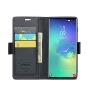 For Samsung Galaxy S10+ CaseMe 023 Butterfly Buckle Litchi Texture RFID Anti-theft Leather Phone Case(Black)
