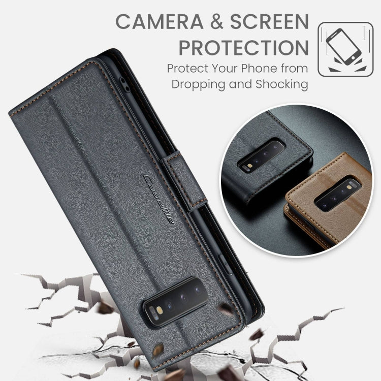 For Samsung Galaxy S10+ CaseMe 023 Butterfly Buckle Litchi Texture RFID Anti-theft Leather Phone Case(Black)