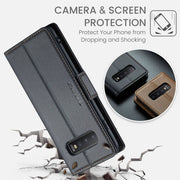 For Samsung Galaxy S10+ CaseMe 023 Butterfly Buckle Litchi Texture RFID Anti-theft Leather Phone Case(Black)