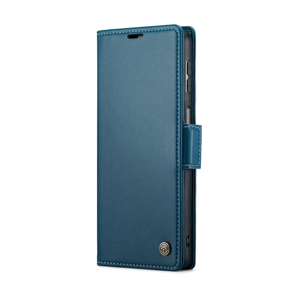 For Samsung Galaxy A24 4G CaseMe 023 Butterfly Buckle Litchi Texture RFID Anti-theft Leather Phone Case(Blue)