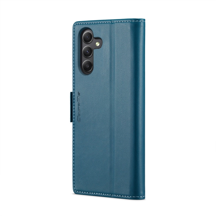 For Samsung Galaxy A24 4G CaseMe 023 Butterfly Buckle Litchi Texture RFID Anti-theft Leather Phone Case(Blue)