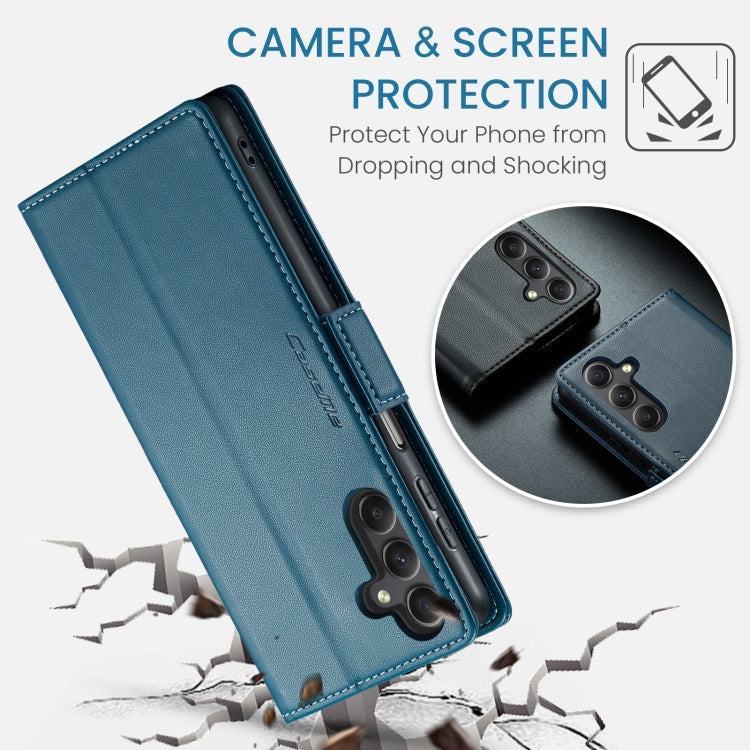 For Samsung Galaxy A24 4G CaseMe 023 Butterfly Buckle Litchi Texture RFID Anti-theft Leather Phone Case(Blue)