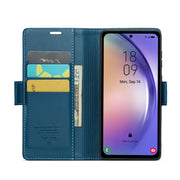 For Samsung Galaxy A54 5G CaseMe 023 Butterfly Buckle Litchi Texture RFID Anti-theft Leather Phone Case(Blue)