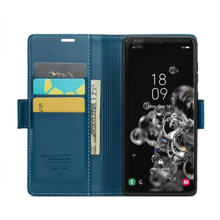 For Samsung Galaxy S20 Ultra CaseMe 023 Butterfly Buckle Litchi Texture RFID Anti-theft Leather Phone Case(Blue)