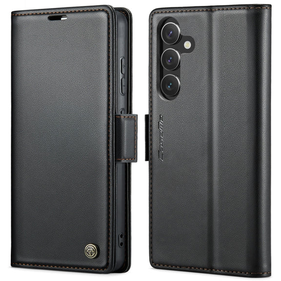 For Samsung Galaxy S24+ CaseMe 023 Butterfly Buckle Litchi Texture RFID Anti-theft Leather Phone Case(Black)