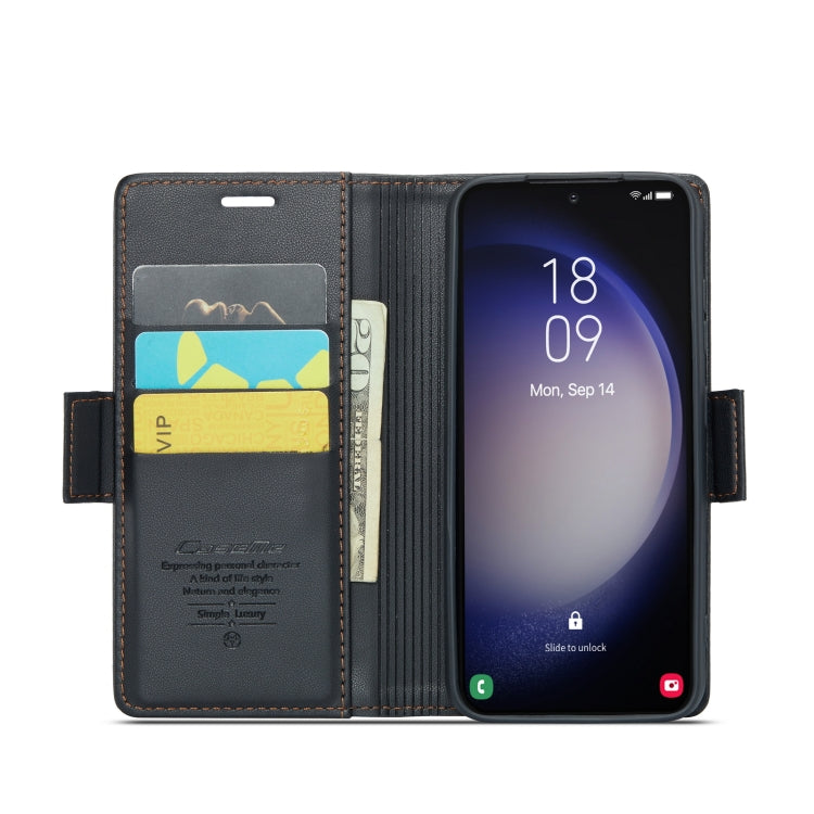 For Samsung Galaxy S24+ CaseMe 023 Butterfly Buckle Litchi Texture RFID Anti-theft Leather Phone Case(Black)