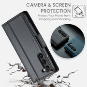 For Samsung Galaxy S24+ CaseMe 023 Butterfly Buckle Litchi Texture RFID Anti-theft Leather Phone Case(Black)