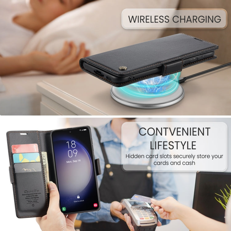 For Samsung Galaxy S24+ CaseMe 023 Butterfly Buckle Litchi Texture RFID Anti-theft Leather Phone Case(Black)