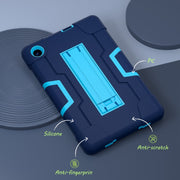 For TCL Tab 8 LE / WiFi Contrast Color Silicone Hybrid PC Tablet Case with Holder(Navy Blue)