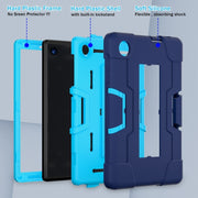 For TCL Tab 8 LE / WiFi Contrast Color Silicone Hybrid PC Tablet Case with Holder(Navy Blue)
