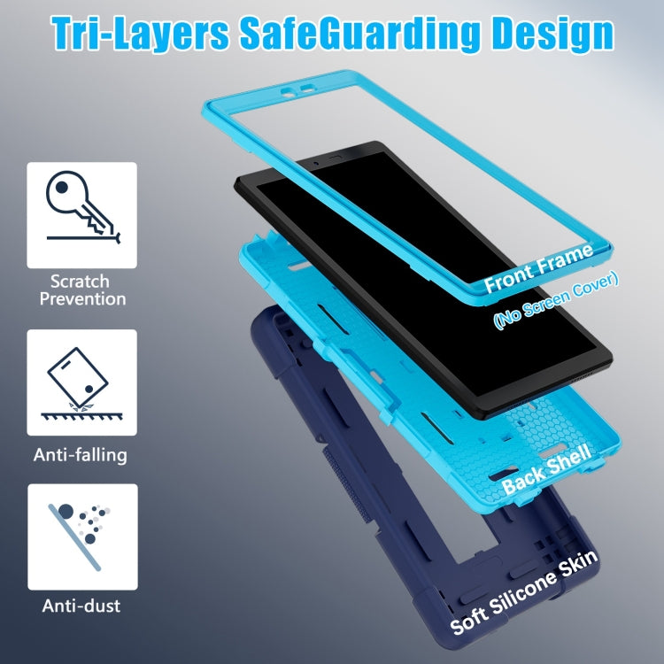 For TCL Tab 8 LE / WiFi Contrast Color Silicone Hybrid PC Tablet Case with Holder(Navy Blue)