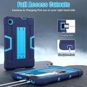 For TCL Tab 8 LE / WiFi Contrast Color Silicone Hybrid PC Tablet Case with Holder(Navy Blue)