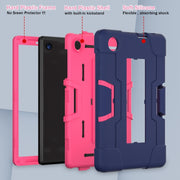 For TCL Tab 8 LE / WiFi Contrast Color Silicone Hybrid PC Tablet Case with Holder(Navy Blue Rose Red)