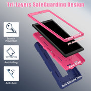 For TCL Tab 8 LE / WiFi Contrast Color Silicone Hybrid PC Tablet Case with Holder(Navy Blue Rose Red)