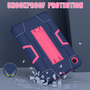 For TCL Tab 8 LE / WiFi Contrast Color Silicone Hybrid PC Tablet Case with Holder(Navy Blue Rose Red)