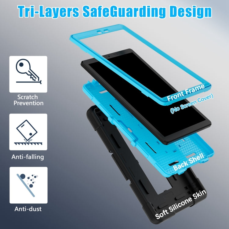 For TCL Tab 8 LE / WiFi Contrast Color Silicone Hybrid PC Tablet Case with Holder(Black Blue)