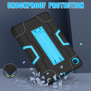 For TCL Tab 8 LE / WiFi Contrast Color Silicone Hybrid PC Tablet Case with Holder(Black Blue)