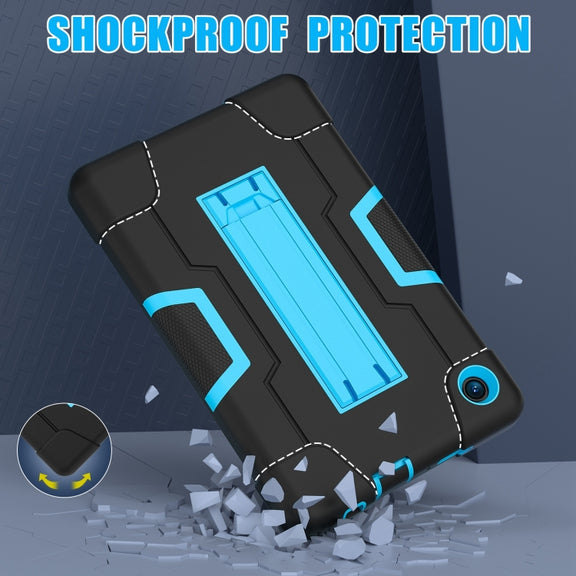 For TCL Tab 8 LE / WiFi Contrast Color Silicone Hybrid PC Tablet Case with Holder(Black Blue)