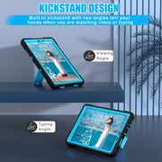 For TCL Tab 8 LE / WiFi Contrast Color Silicone Hybrid PC Tablet Case with Holder(Black Blue)