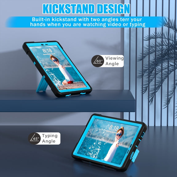 For TCL Tab 8 LE / WiFi Contrast Color Silicone Hybrid PC Tablet Case with Holder(Black Blue)