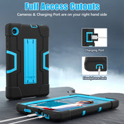 For TCL Tab 8 LE / WiFi Contrast Color Silicone Hybrid PC Tablet Case with Holder(Black Blue)